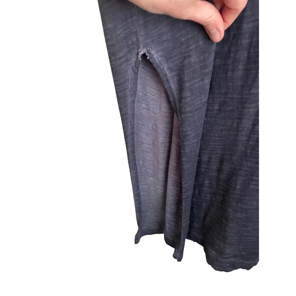 Peruvian Connection Blue Gray Slub Knit Maxi Dress Side Slit Small Minimalist‎ - Picture 4 of 5